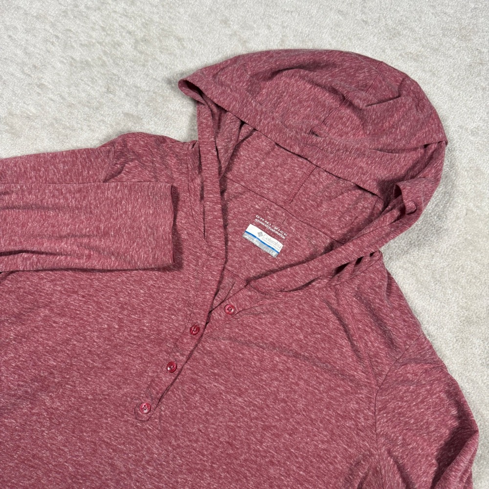 Columbia Hoodie Womens Large Red Omni-Wick Henley Space Dye Activewear Top